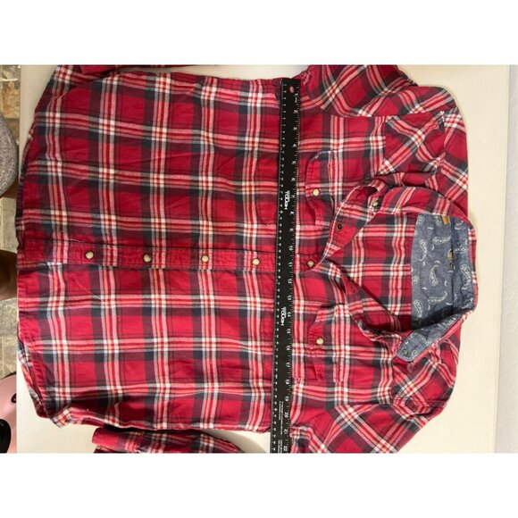 Jachs Girlfriend Sz XL Button Snap Red Plaid Shirt Button Up - Picture 9 of 9